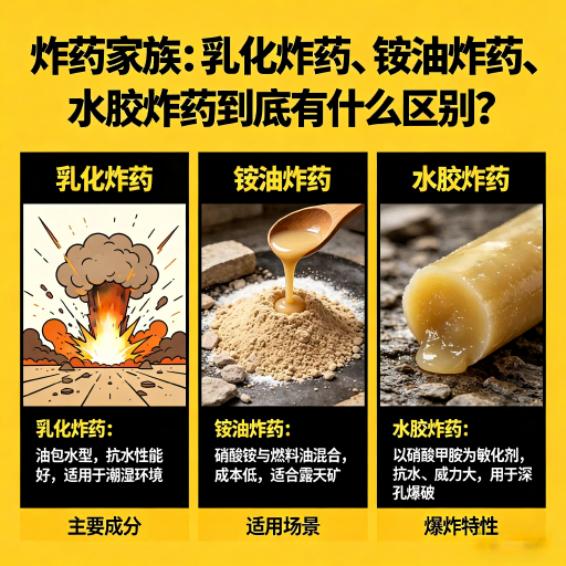 庆安炸药家族：乳化炸药、铵油炸药、水胶炸药到底有什么区别？